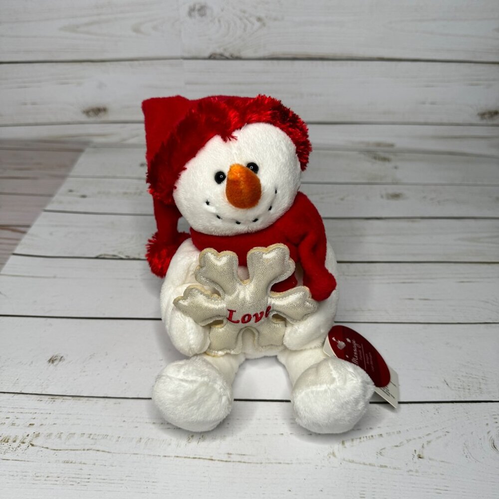 Walmart Snowman Message Friends Plush With Red Hat Scarf Holding Love‎ Snowflake
